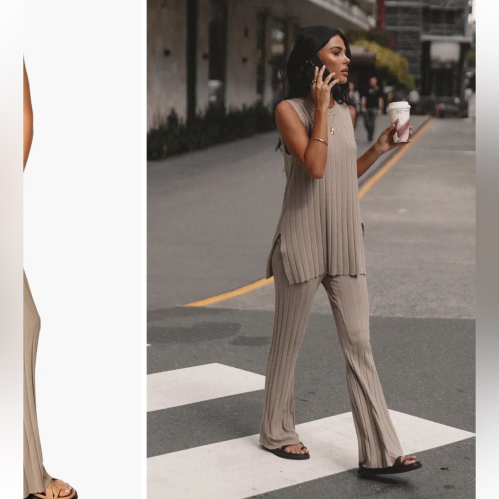 Nordstrom Rib Sweater Tank & Straight Leg Pants Set
